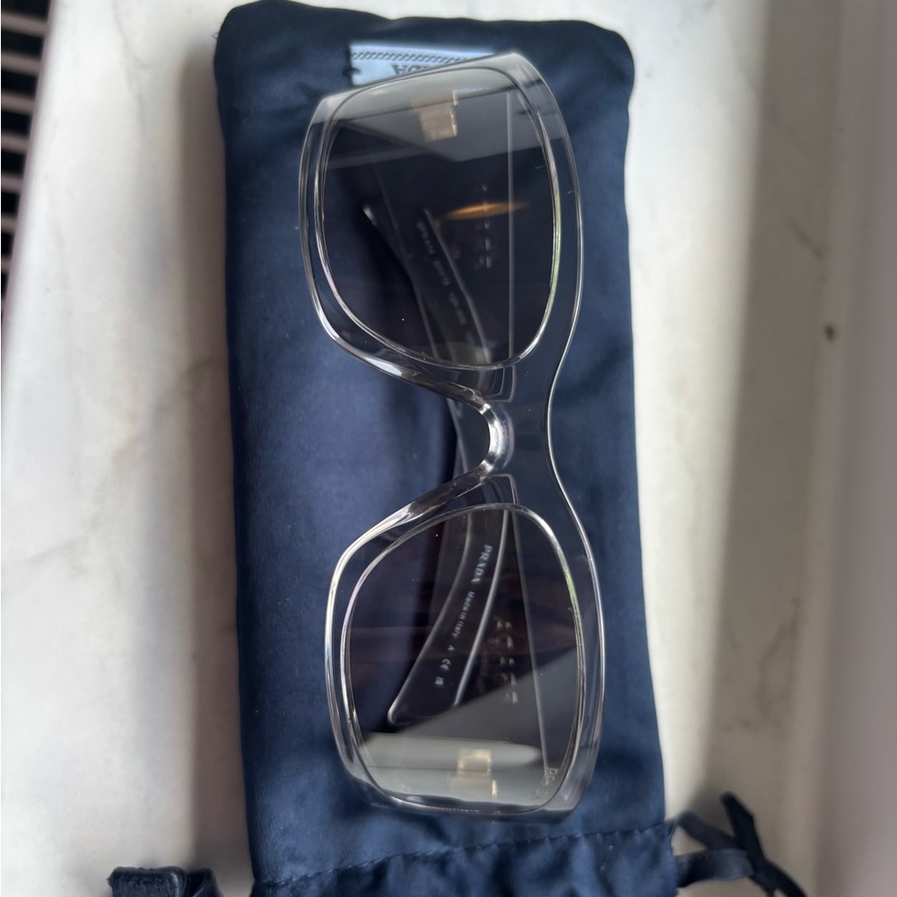 Prada Clear Frame Sunglasses with Gray Lenses - Picture 5 of 7
